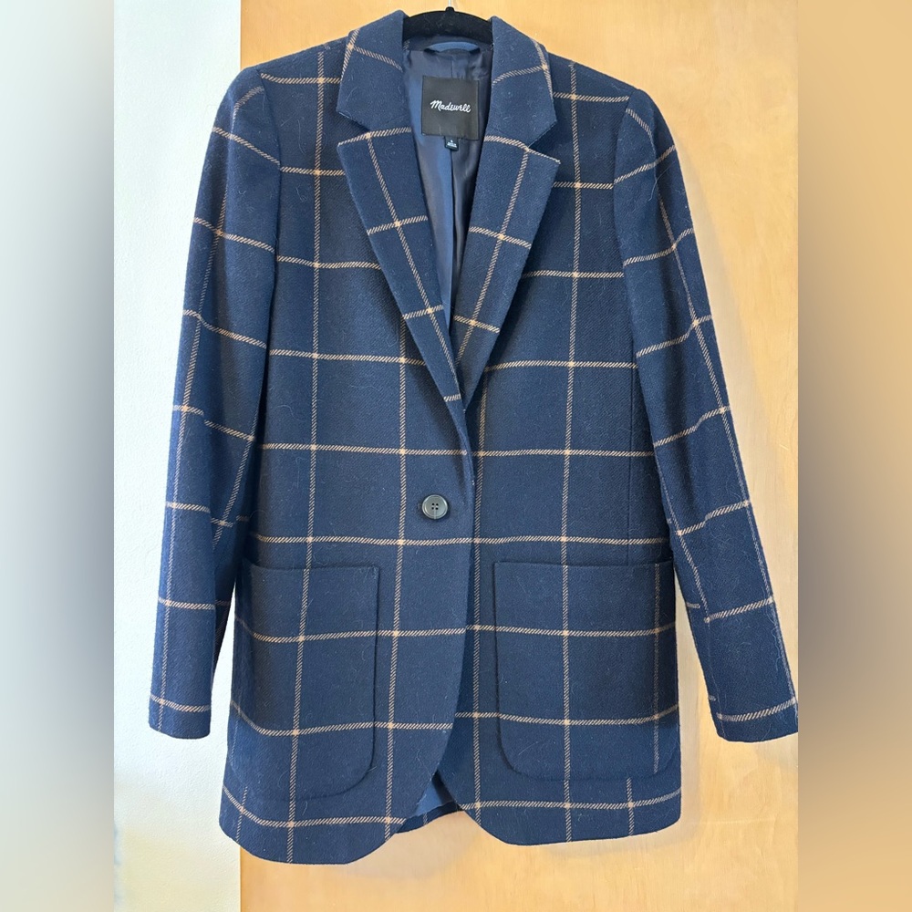 Larsen Navy Blue Windowpane Women's Blazer by Madewell